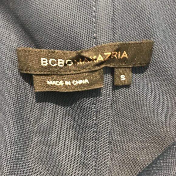 BCBGMaxAzria Halter Dress Size S Blue Polyester Mesh Lined Pleated Backless - Picture 3 of 9